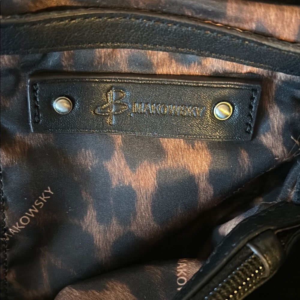 B.Makowsky Black Slouchy Shoulder Bag with Silver Hardware. - Picture 15 of 15